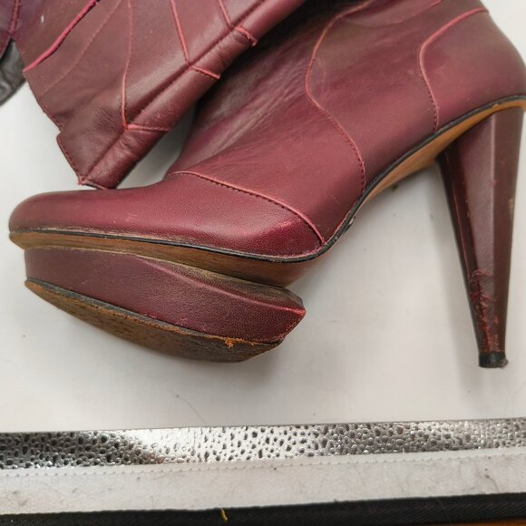 Velvet Angels Knee high Dark Red Leather boots - Picture 3 of 9